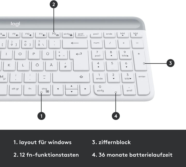 Logitech MK470 Slim Combo Kabelloses Tastatur-Maus-Set, 2.4 GHz Verbindung via Nano-USB-Empfänger, 1