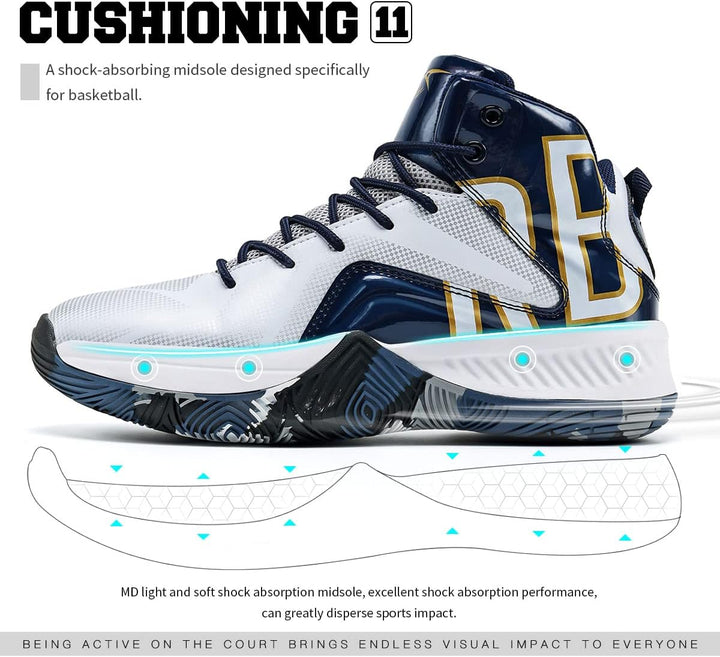 ASHION Basketballschuhe Herren Turnschuhe Anti-Skid Atmungsaktiv Outdoor Sportschuhe 43 EU N Weiss B
