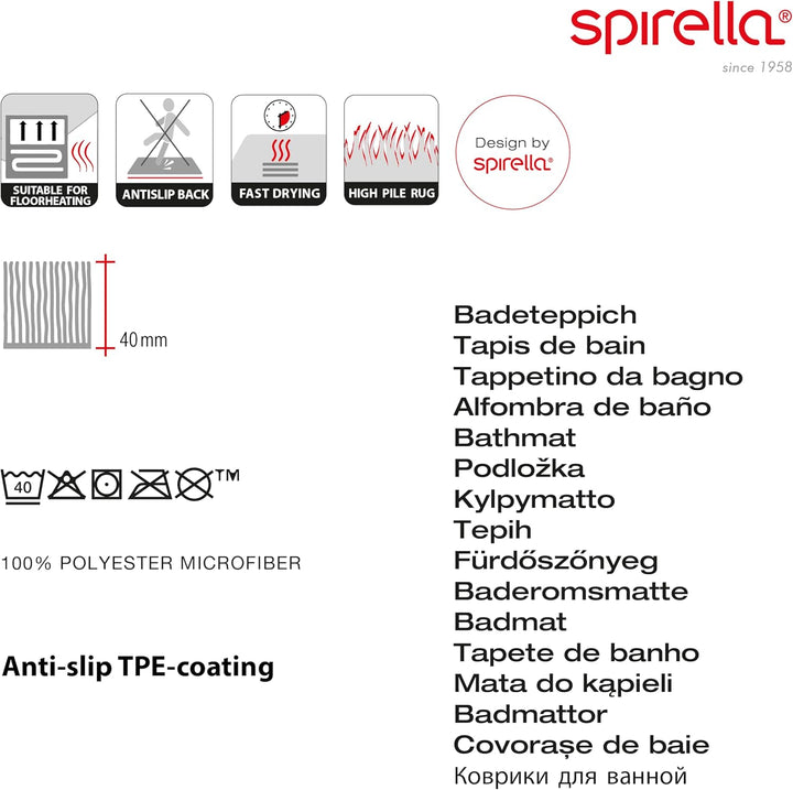 Spirella Badteppich Badematte Duschvorleger Mikrofaser Hochflor | flauschig | rutschhemmend | geeign