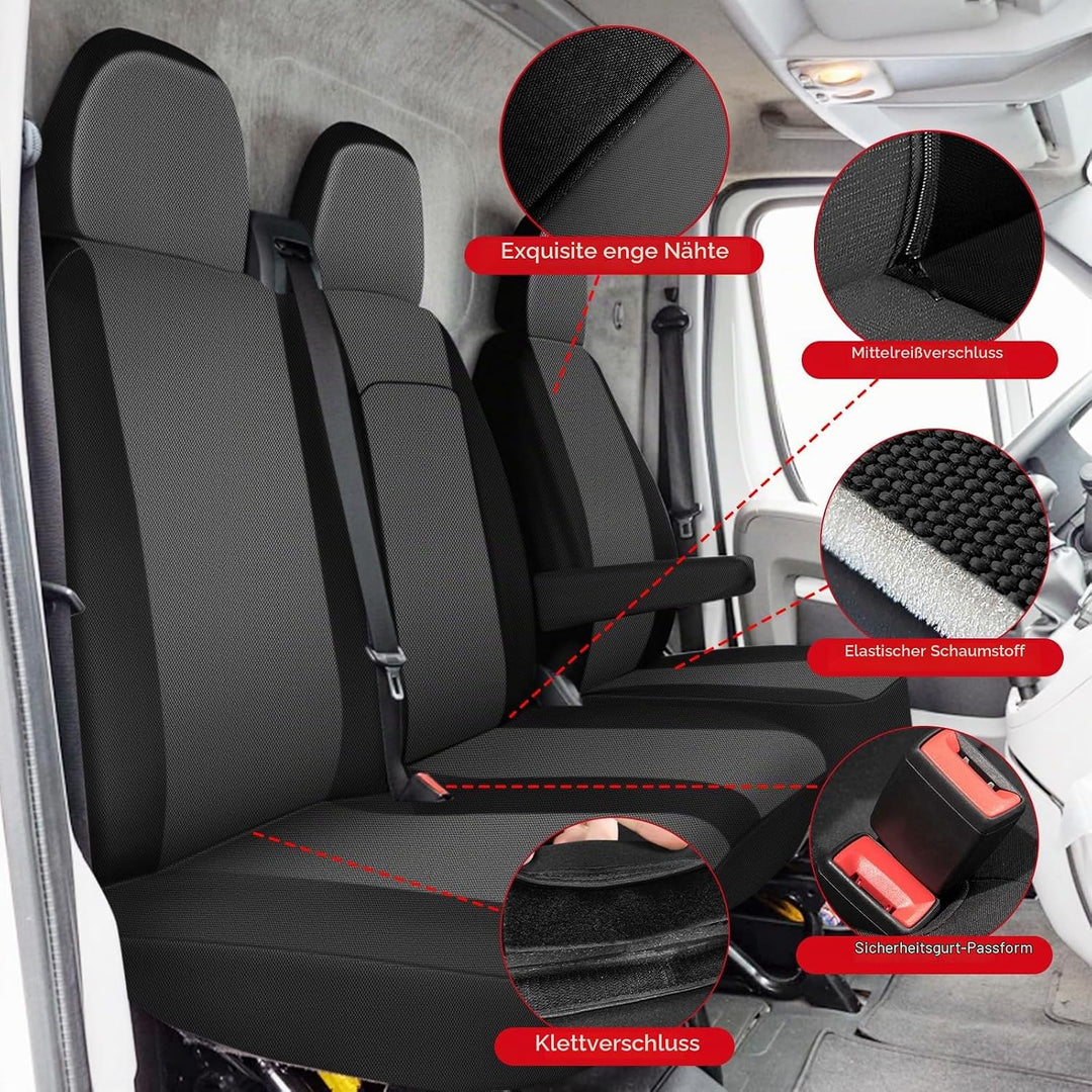 Sitzbezüge Auto für 2006-2025 FIAT Ducato Citroen Jumper- 2+1, Autositzbezüge Auto-Sitzschoner Schon