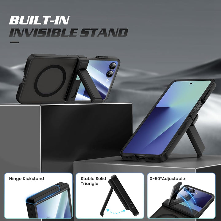 Doeshine für Samsung Galaxy Z Flip 7 Hülle [Not für Flip 7FE] mit Mag-Safe, Ständer und Displayschut