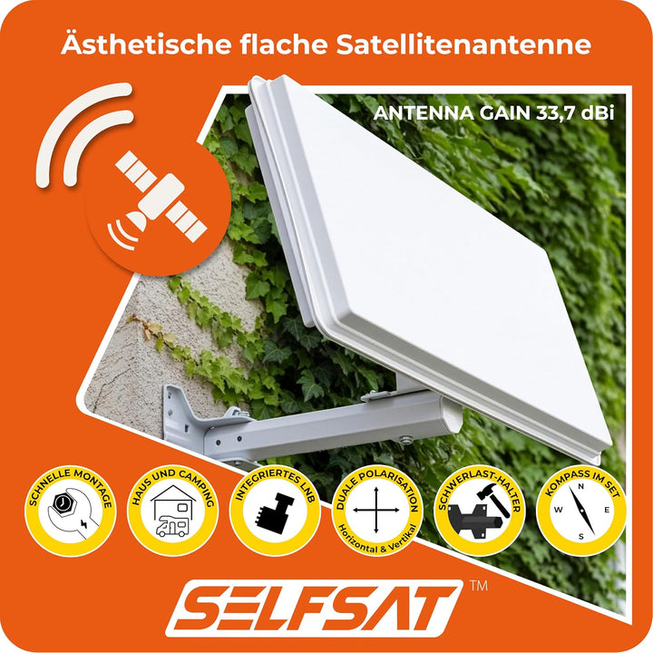 Selfsat H30 D2 Twin Flachantenne für 2 Teilnehmer weiss Double Single, Double Single