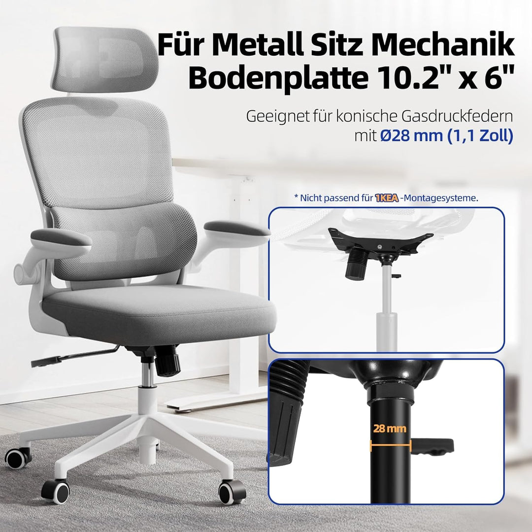 Sytopia Metall Sitzmechanik für Bürostuhl, 227kg Bodenplatte mit 6" x10,2 Löchern, Wippfunktion & Hö