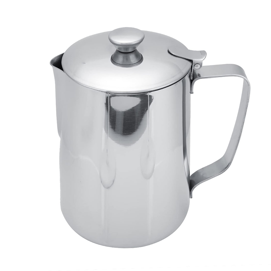 Milchkännchen mit Deckel, Milchkanne Edelstahl Milchschaumkännchen Kaffeekännchen Kännchen für Kaffe