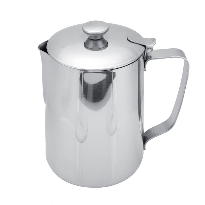 Milchkännchen mit Deckel, Milchkanne Edelstahl Milchschaumkännchen Kaffeekännchen Kännchen für Kaffe