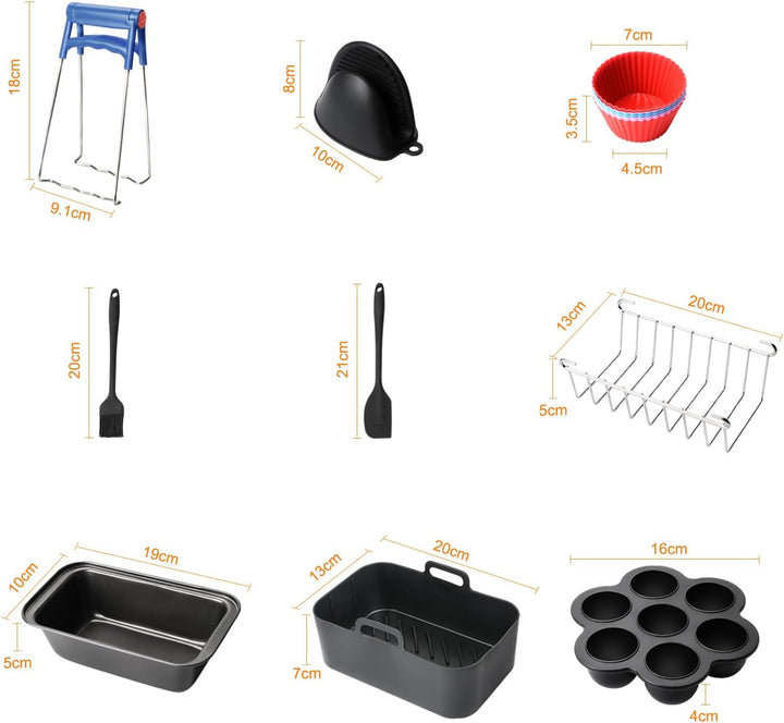 19PCS Zubehör Heissluftfritteuse für Ninja Foodi AF400EU AF300EU AF500EU, Airfryer Zubehör Silikonfo