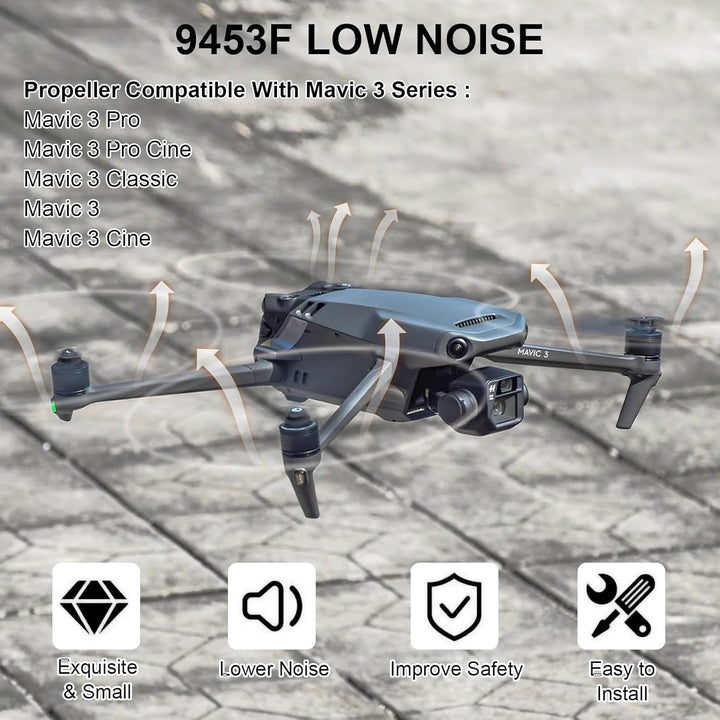 Bocguy 8 Pcs Drohne Mavic 3 Propeller, 9453F Propeller für Mavic 3/3 Pro / 3 Classic / 3 Cine Drohne