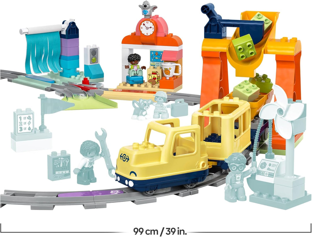 LEGO DUPLO Town Grosse interaktive Eisenbahn, Bauspielzeug für Kleinkinder ab 3 Jahren, Push & Go Lo