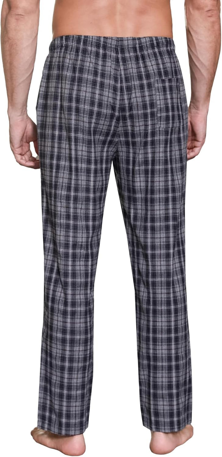Winovia Herren Schlafanzughose Lang Baumwolle Karierte Pyjamahose Lounge Hose Pyjamaunterteil Freize