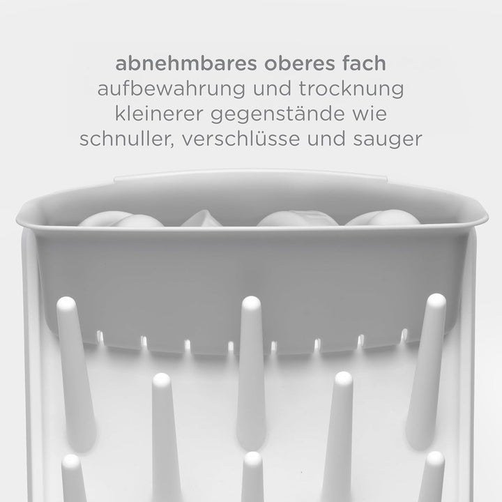 Ubbi Vertical Baby Bottle Drying Rack, Space Saving Countertop Drying Rack Baby Accessory, Grey Grey