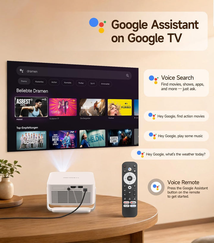 Magcubic Smart Beamer Projektor, Google TV/Netflix Official Kurzdistanz Projector Für Outdoor Heimki
