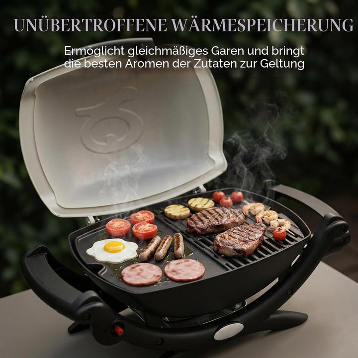 6558 Gusseisen Grillplatte für Weber Q100 Q120 Q1000 Q1200 Series, 32 x 22cm Gusseisen Griddle Ersat