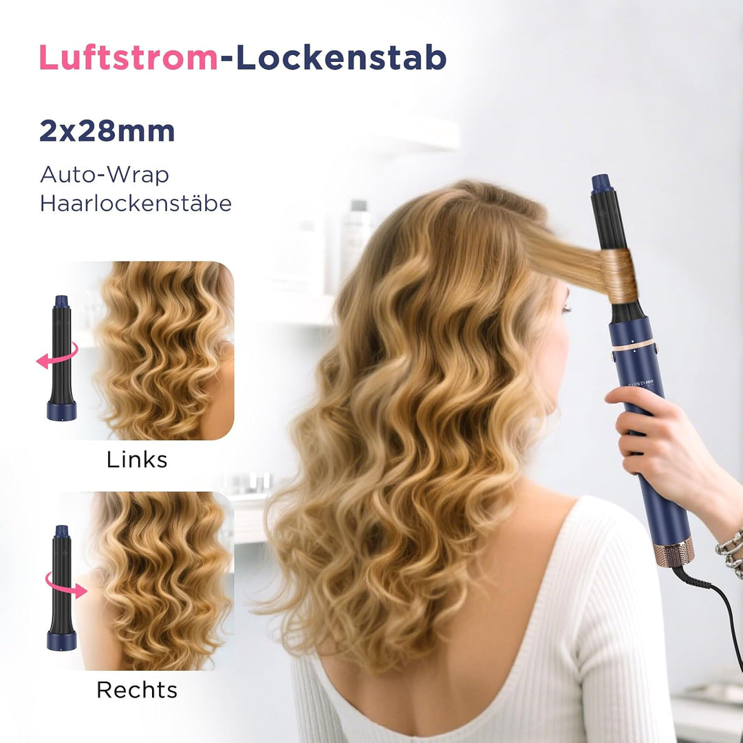 5-in-1 Airstyler &amp; Lockenstab, PARWIN PRO BEAUTY Ionen Föhn Stylingbürsten, 5 Aufsätze Rundbürstenfö