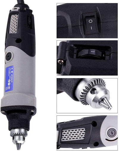 Uadme 400W Stabschleifer Geradschleifer, 6 Stufen Variable Drehzahl 0-28000r/min Mini Bohrmaschine R