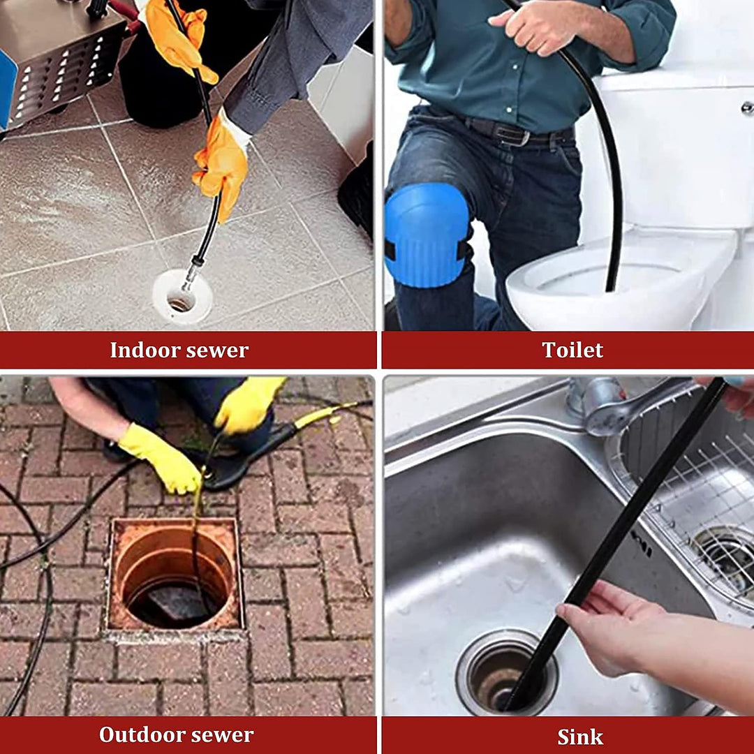 SWAWIS 15M Rohrreinigungsschlauch 180bar 60°C Rohrreinigungsset inkl 5 Adapter für Kärcher/Lavor/Int