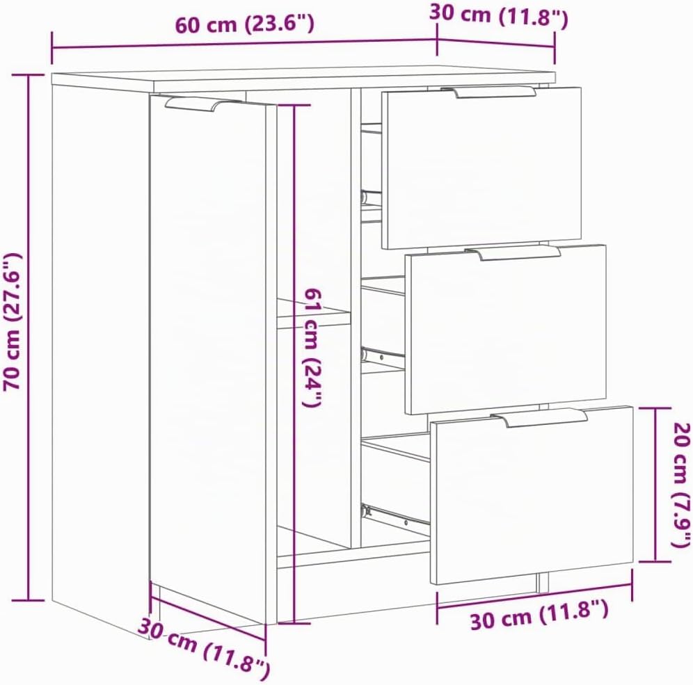 vidaXL Sideboard, Kommode mit Stauraum, Anrichte Schrank für Wohnzimmer, Beistellschrank Mehrzwecksc