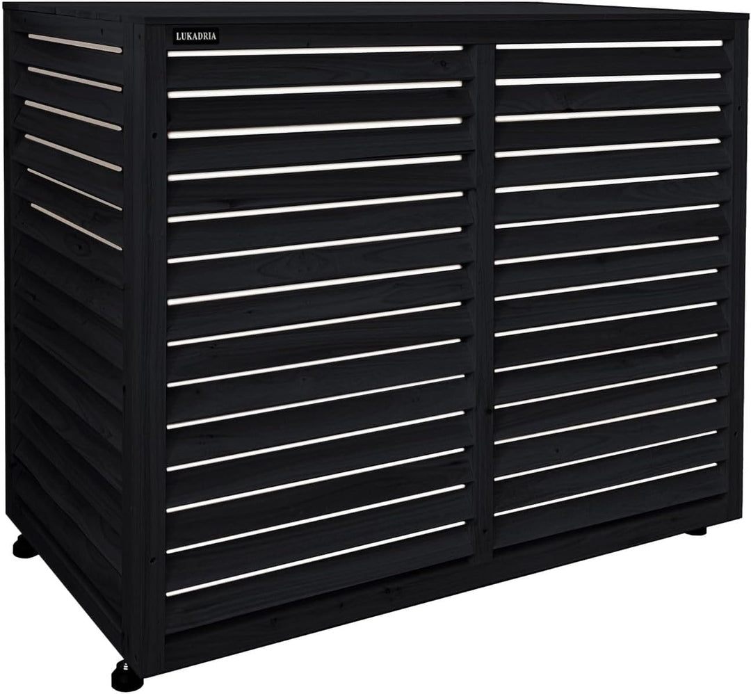 Wärmepumpe Verkleidung Klima Sichtschutz Abdeckung aus Holz für Aussengeräte Klimaanlage (anthrazit)