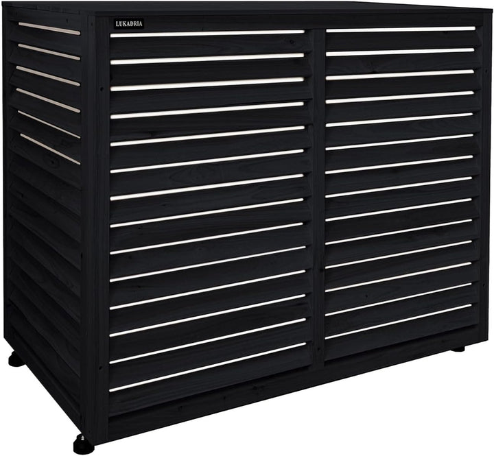 Wärmepumpe Verkleidung Klima Sichtschutz Abdeckung aus Holz für Aussengeräte Klimaanlage (anthrazit)