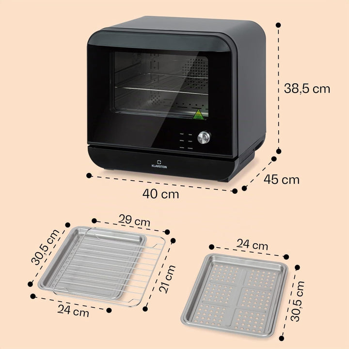Klarstein 18 L Heissluftfritteuse, Airfryer mit Dampf- und Trocknungsfunktion, Schnelle Heissluftfri