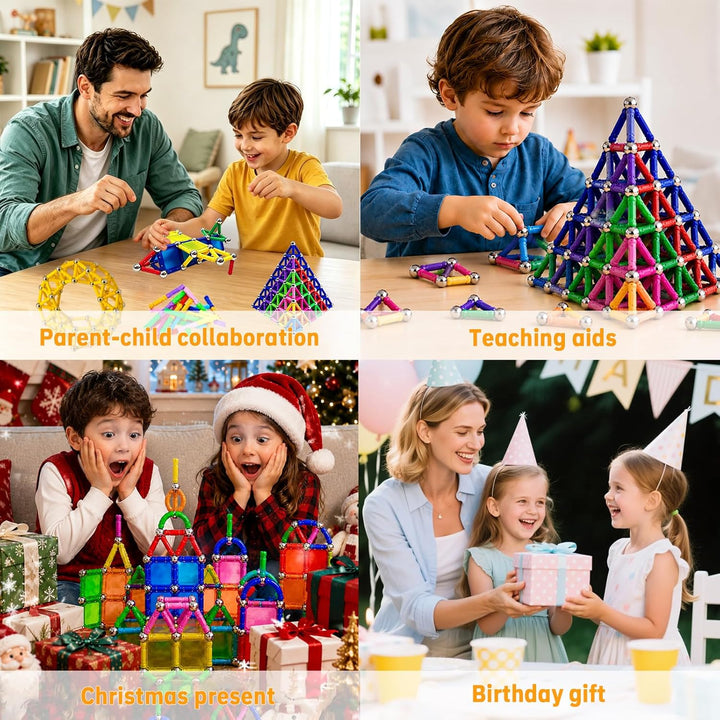 Magnetische Bausteine 234 Stück, Magnete Stöcke STEM Set für Kinder ab 6 Jahren, 3D Puzzle Magnetbau