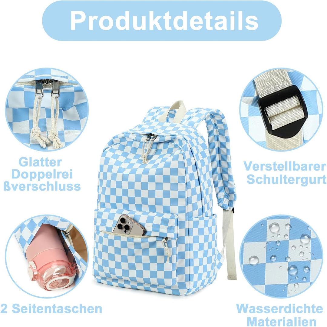 Schulrucksack Mädchen Teenager Damen Schultasche Rucksack Set Schulranzen für Mädchen Schule 3-teili