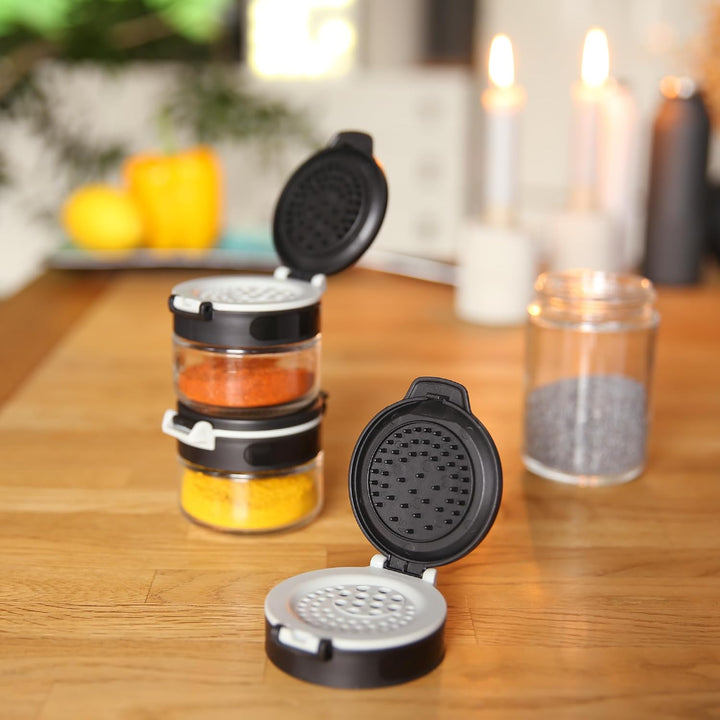 your GEAR Gewürzstreuer Double-Flip - 10 Gewürzdosen à 85 ml aus Glas, selbstreinigender Streueinsat
