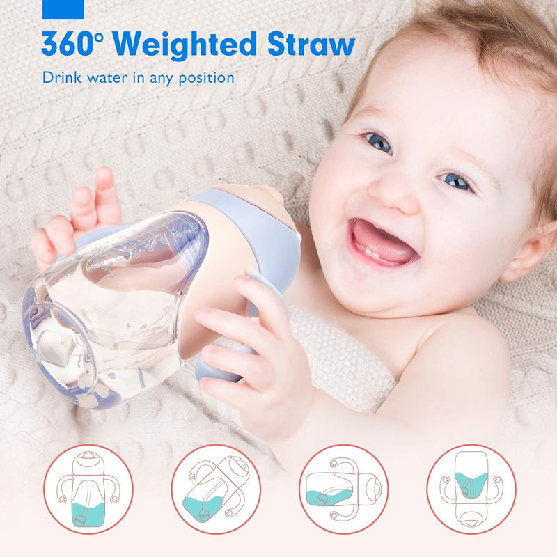 Baby Sippy Cup with Straw for Baby 6-12 Months - Space Rocket Rose, Rose