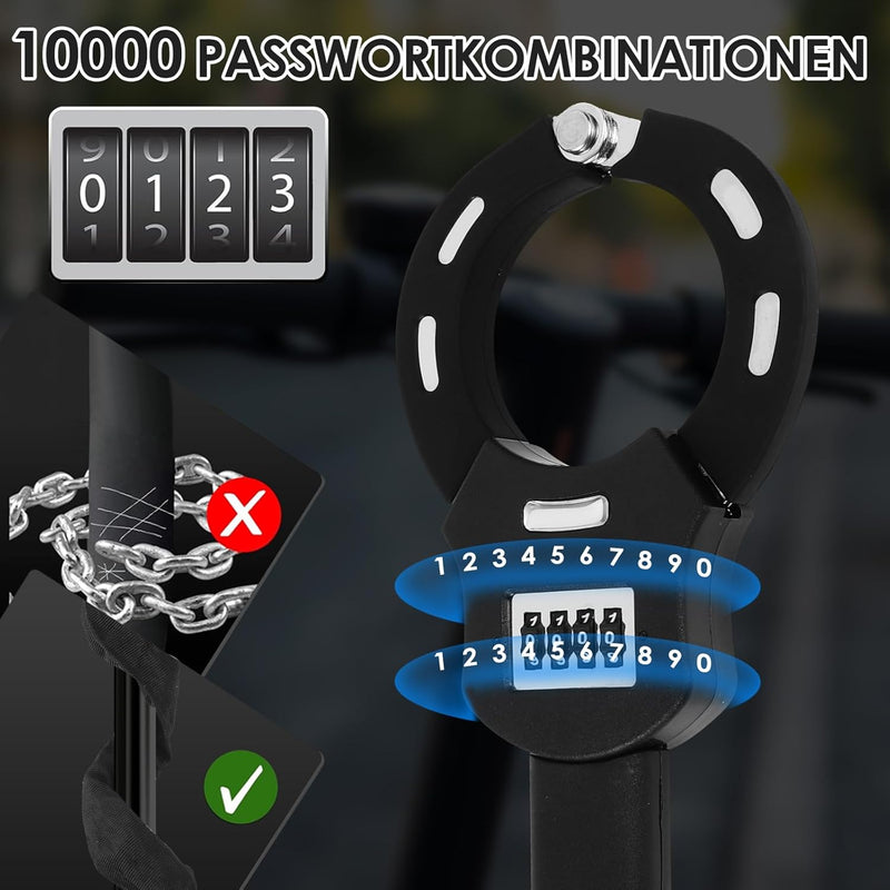 Pfloge® E Scooter Schloss mit Zahlencode, Schloss für E Scooter mit 4-Stellig Code Kombination, Hand