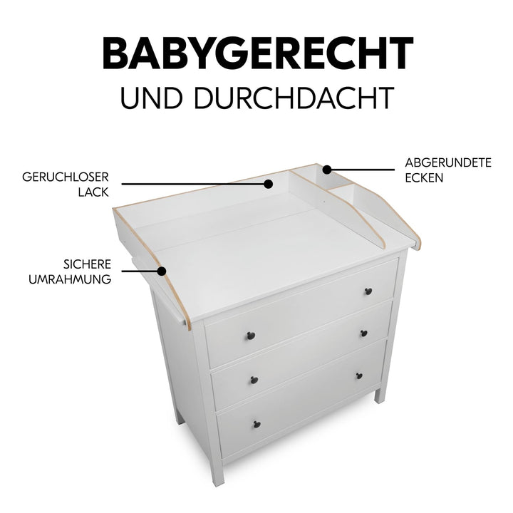hauck Combine N Change, Weiss - Wickelaufsatz für Kommoden 108 x 50 cm z.B. IKEA Hemnes Kommode, Wic