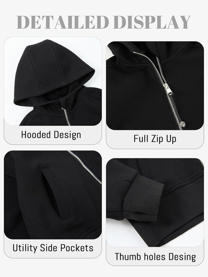 Rolanko Kapuzenpullover für Mädchen mit Reissverschluss, Gemütliche Langarm-Kapuzenjacke Lässiges Sw