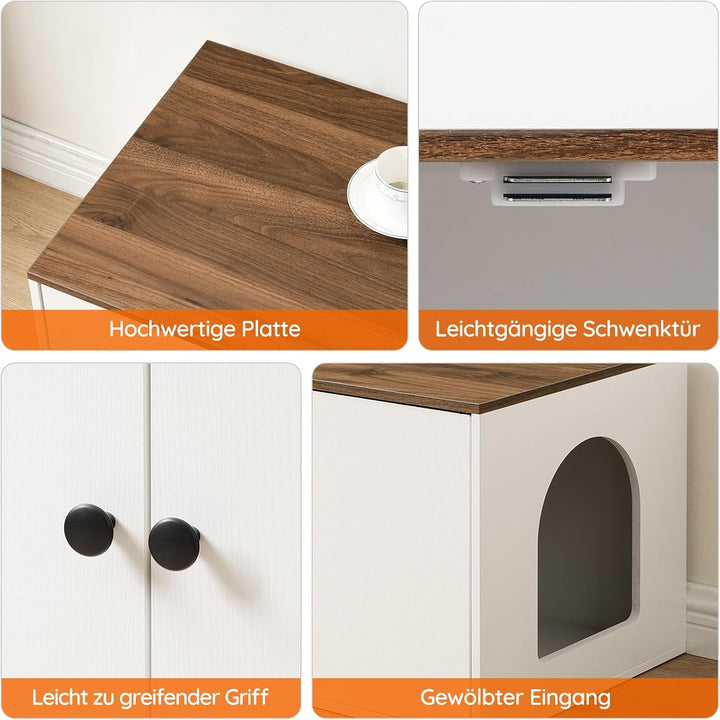 HOOBRO Katzenklo Schrank aus Spanplatte, Katzentoilette Schrank, versteckter Katzenkloschrank mit Se
