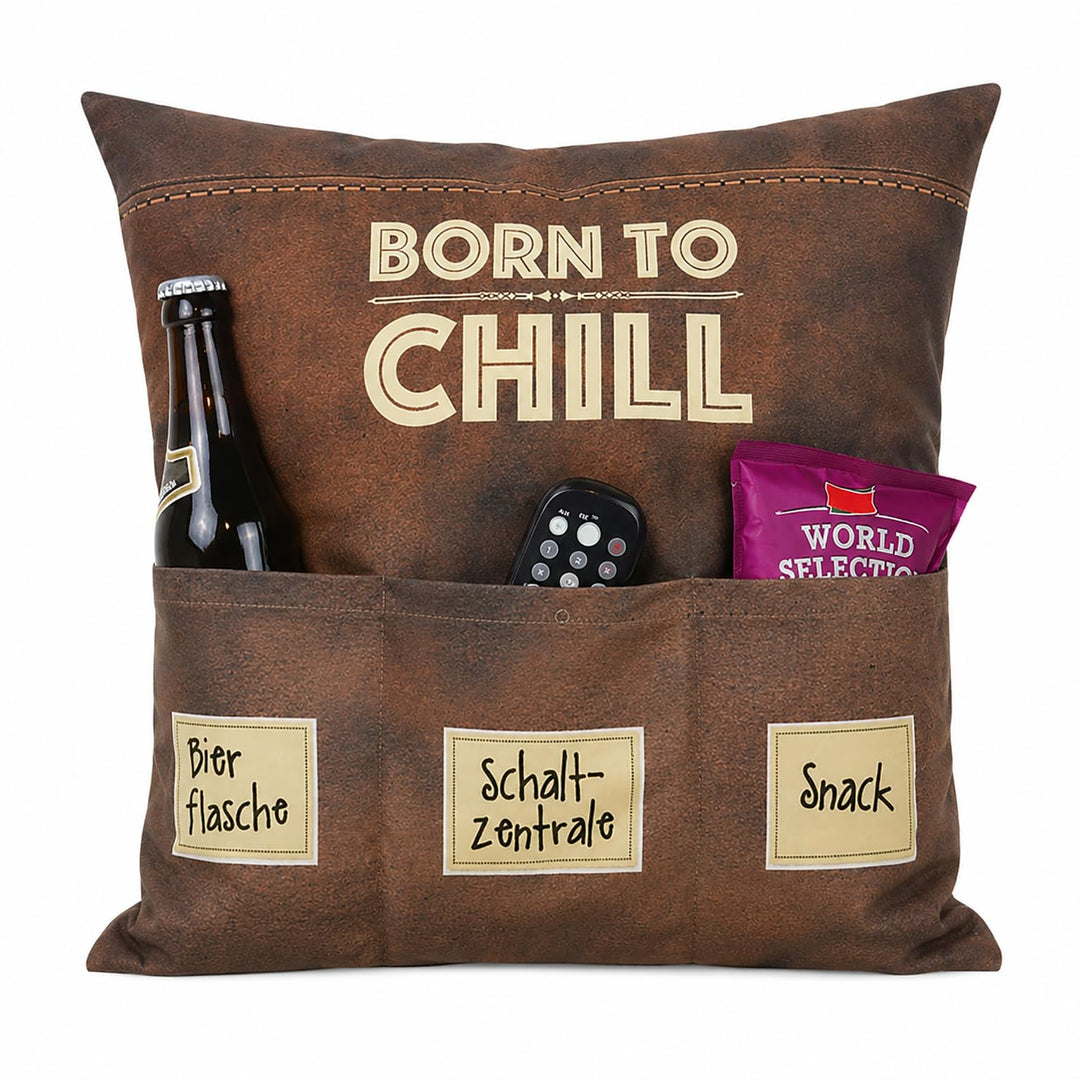 KAMACA Originelles Dekokissen Kissen mit 3 Taschen zum selber Befüllen Grösse 43x43 cm tolles Gesche