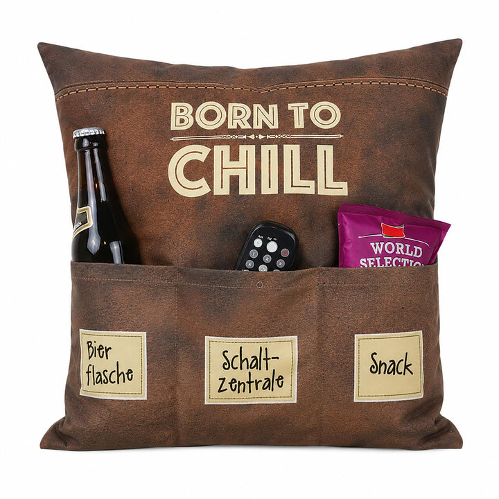 KAMACA Originelles Dekokissen Kissen mit 3 Taschen zum selber Befüllen Grösse 43x43 cm tolles Gesche