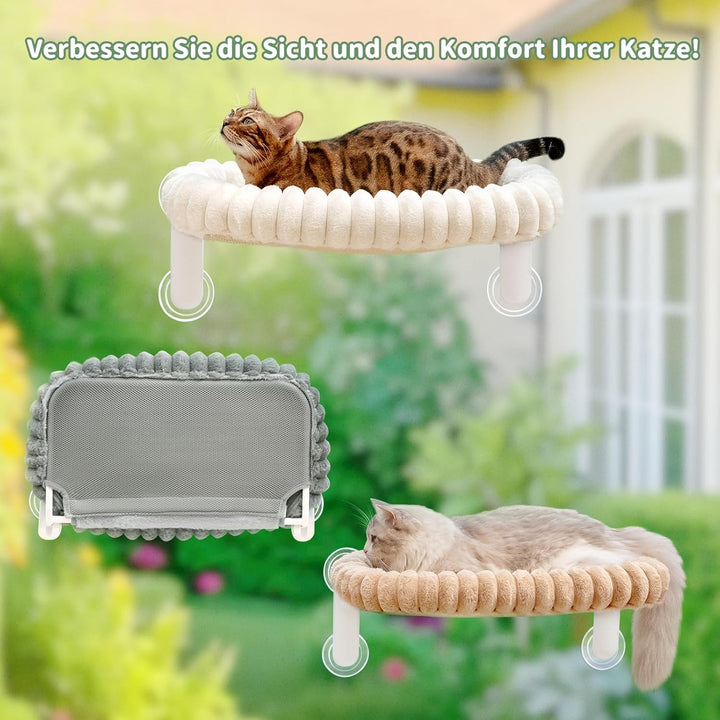 GUUSII HOME Katzen Fensterliege Faltbar Katzenbett Fenster Katzenliege Fensterbank Hängematte 4 Saug