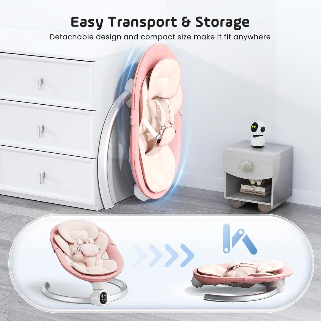 Babywippe, Babyschaukel Elektrisch mit Kabel und mit Bluetooth, Elektronisch Baby Schaukelsitz Babyw