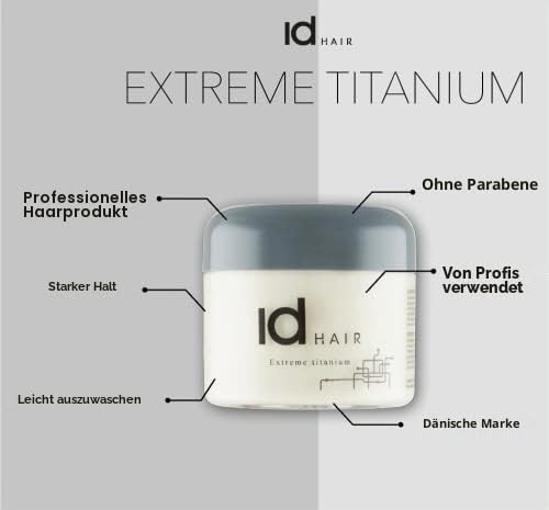 IdHAIR Extreme Titanium: Professionelles Mudwachs für stylisches Kurzhaar - Starker Halt, Glanz und