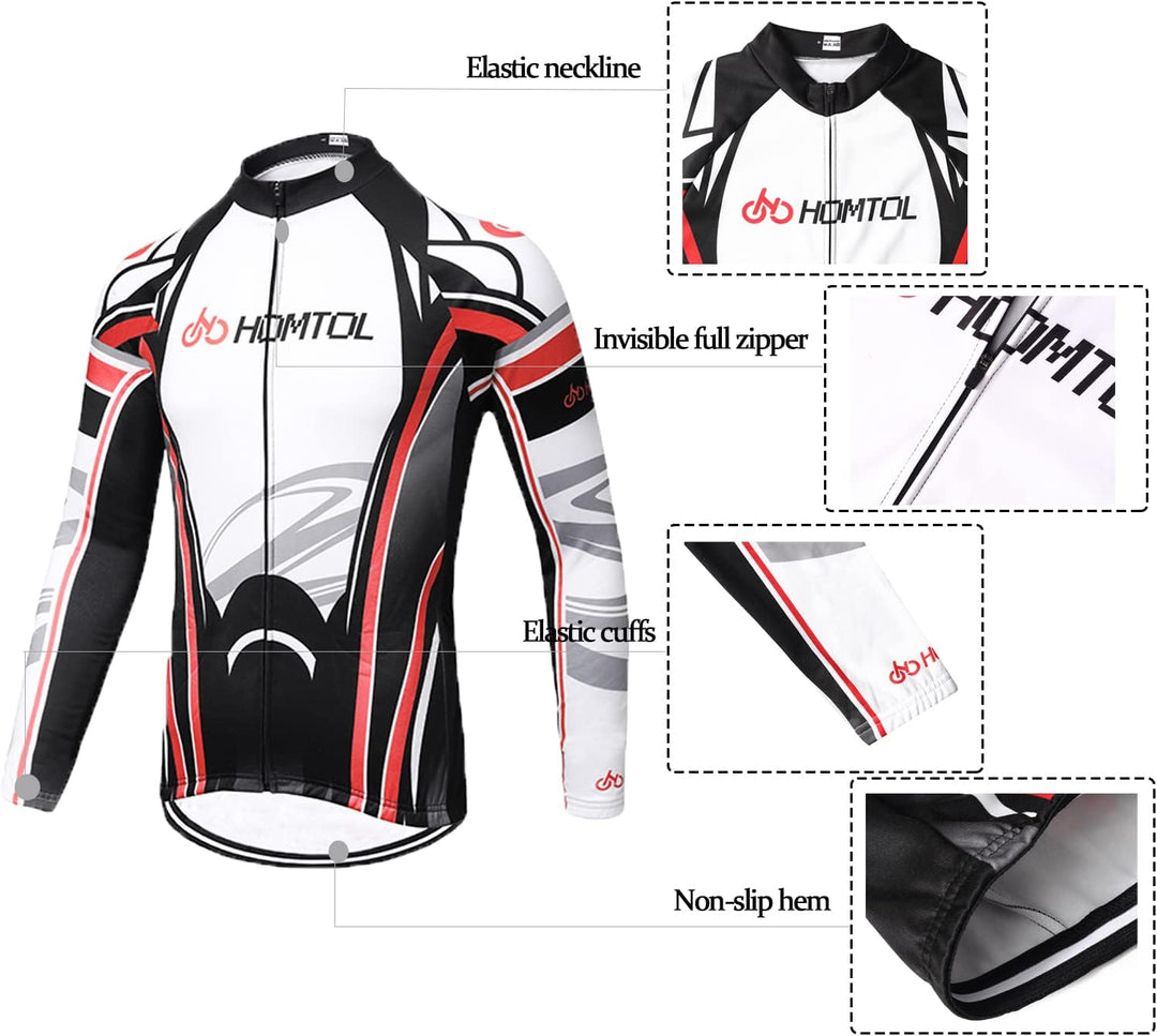 HOMTOL Radtrikot Set Langarm Herren Thermische Fleece Winter Fahrradbekleidung Radsportanzüge Fahrra