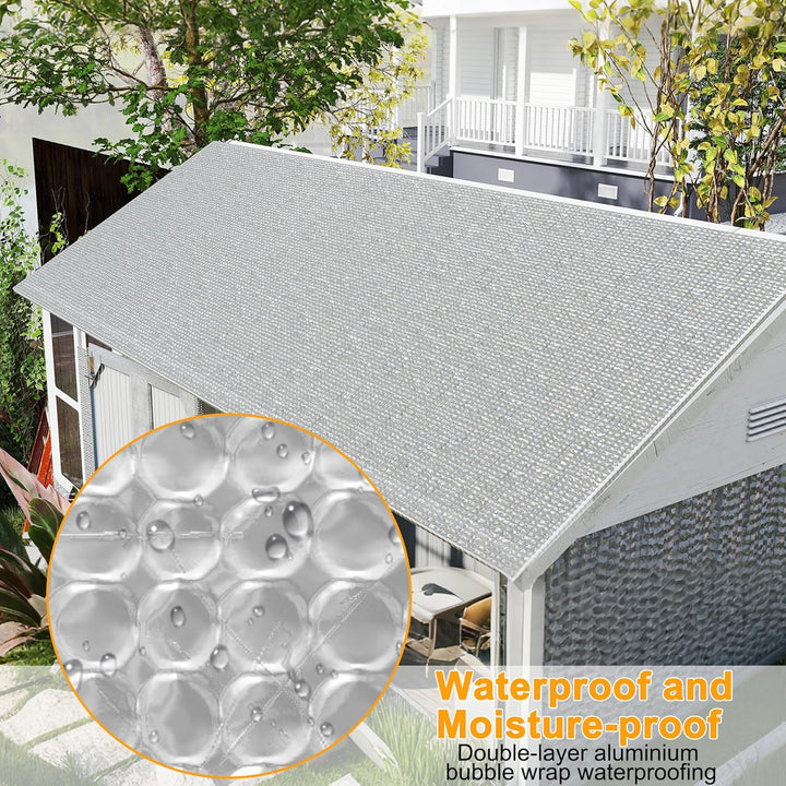 Isolierfolie Dämmfolie, Doppelschicht Aluminiumfolie 1 x 15m 200 g/m², Alu-Luftpolsterfolie für Dach