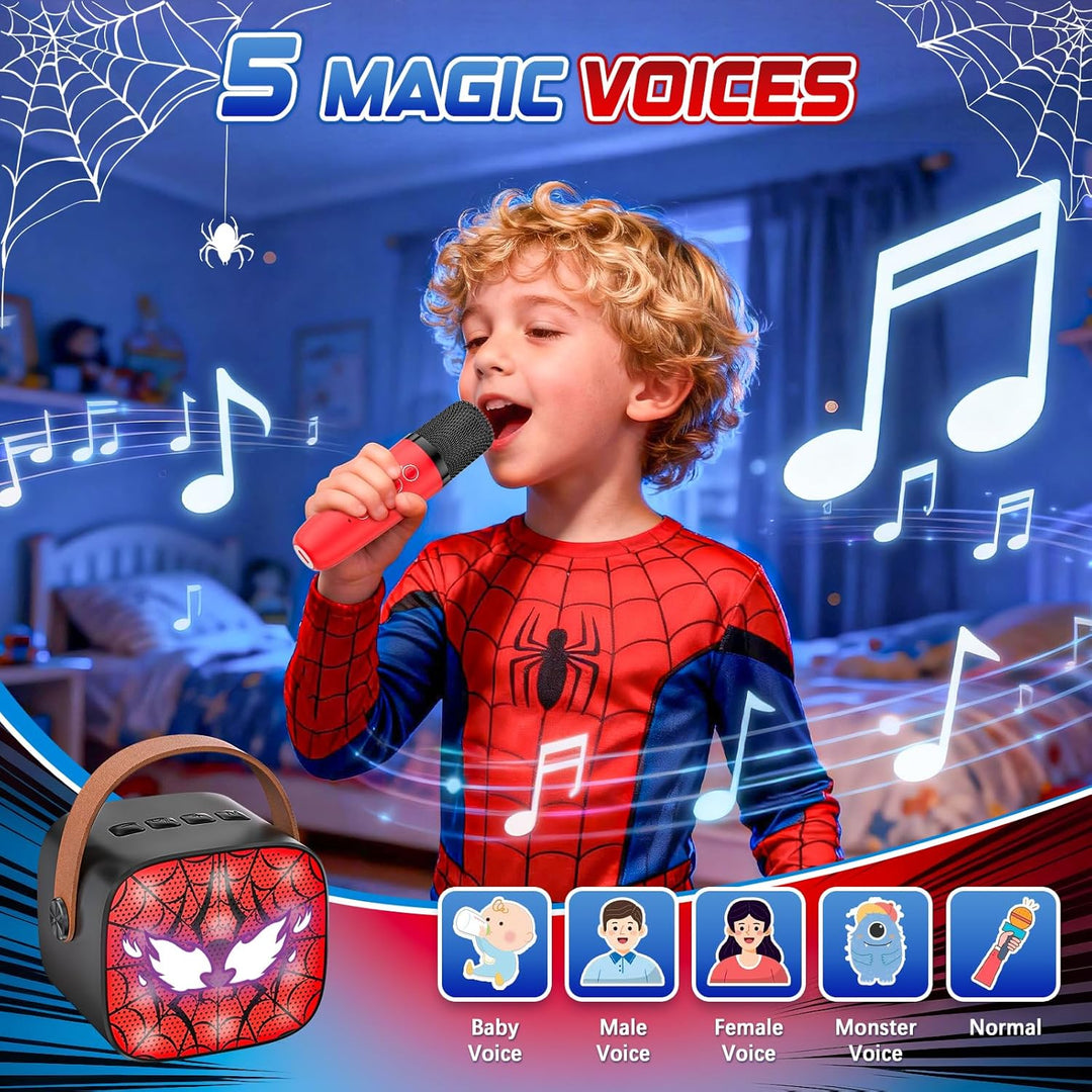Spider Karaoke Maschine Kinder mit 2 Bluetooth Mikrofon - Weihnachts Geschenke Spielzeug für Mädchen