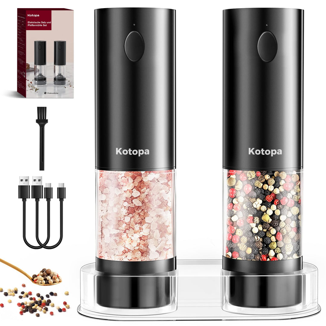 Salz und Pfeffermühle Elektrisch, Wiederaufladbare Pfeffermühle mit 5 Stufen einstellbarem Keramik M