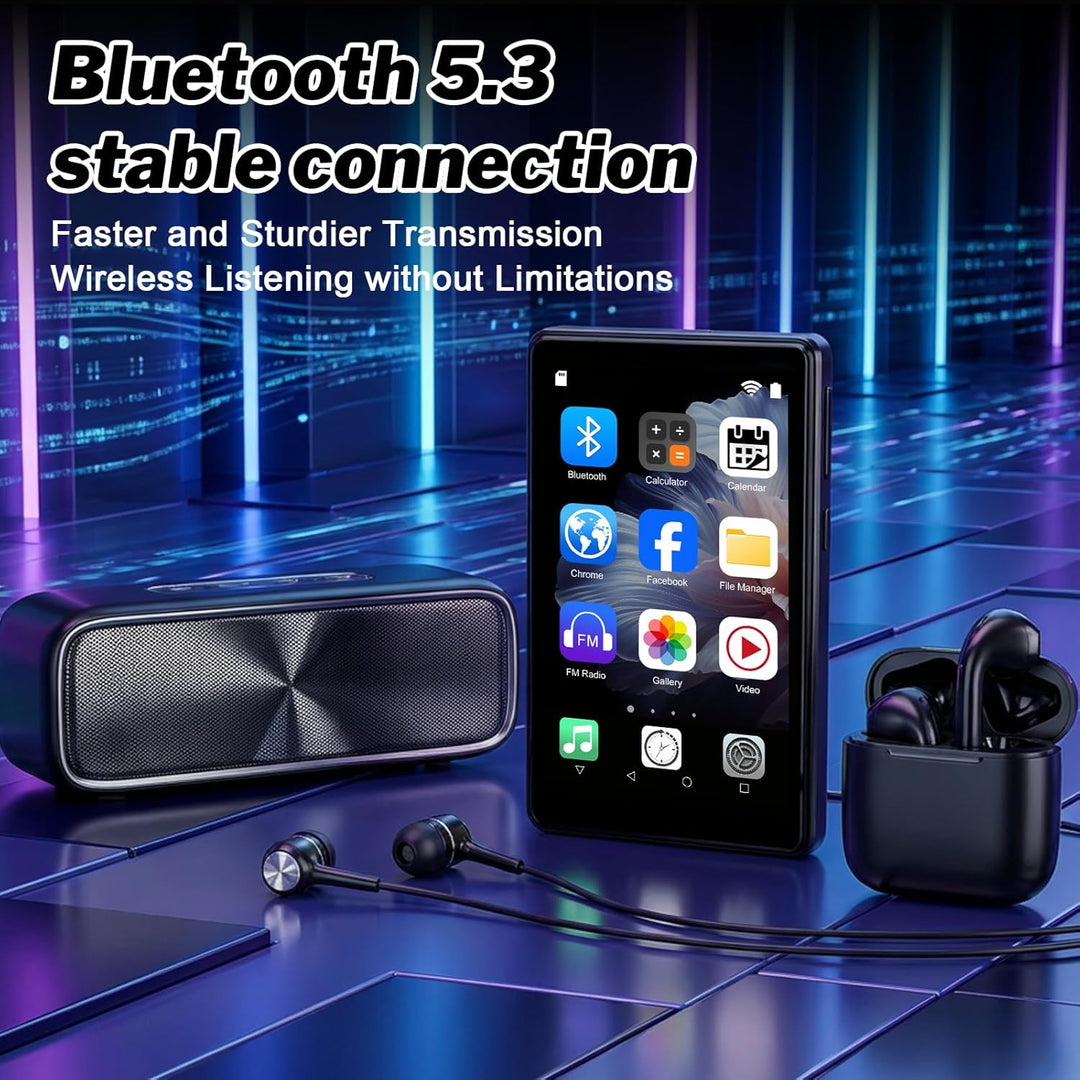 96GB MP3 Player mit Bluetooth 5.3 & WLAN, Android 13 Musikplayer für Kinder, 4 Zoll IPS Touchscreen,