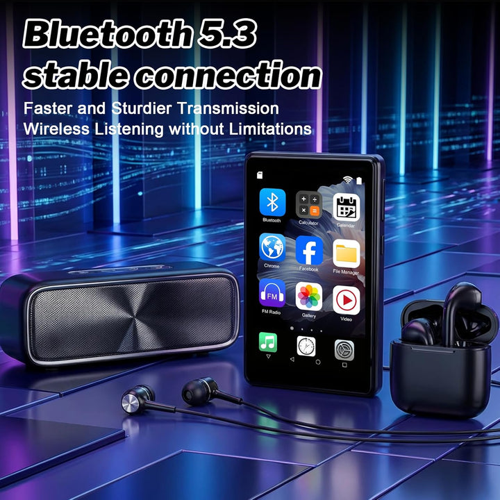 96GB MP3 Player mit Bluetooth 5.3 & WLAN, Android 13 Musikplayer für Kinder, 4 Zoll IPS Touchscreen,