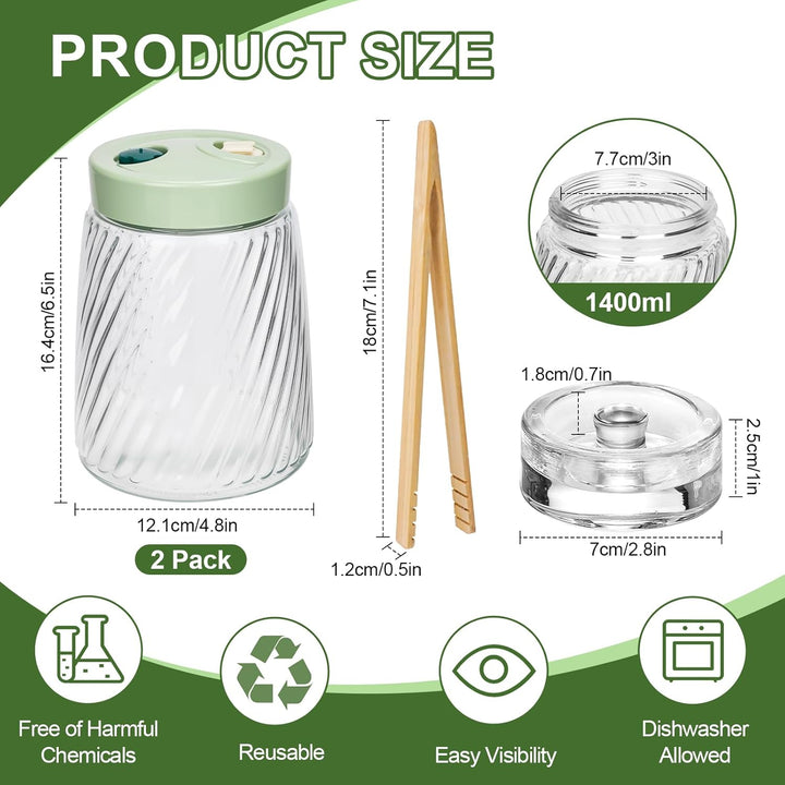 USHOP Fermentierglas, Gärglas mit Entlüftungsventil mit 1-Wege-Entlüftung,2er-Pack 1.4l Kimchi Behäl