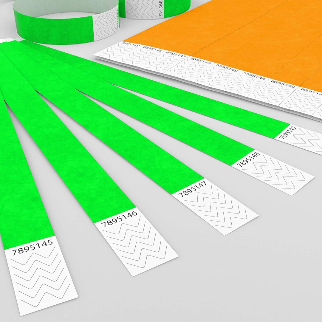 Grün+Orange Vorteilspack: 2x500 Eintrittsbänder aus Tyvek zum selbst gestalten und bedrucken von GA