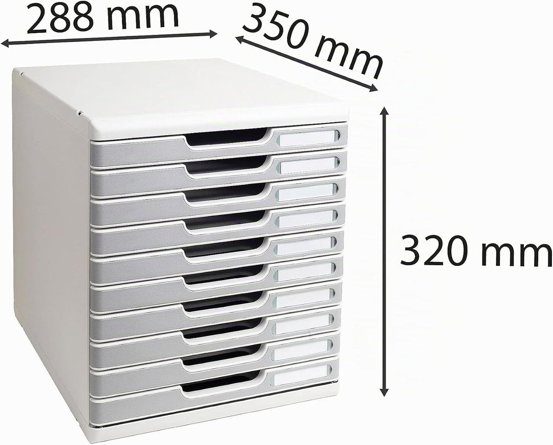 Exacompta 302041D Ablagesystem Modulo A4, 10 laden Classic, lichtgrau/steingrau Lichtgrau/Steingrau