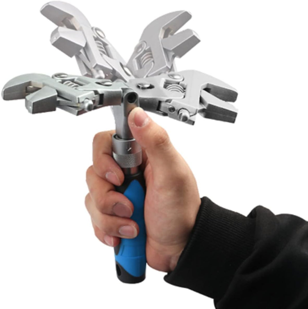 YWHWXB Flexhead Ratcheting Adjustable Wrench,10’’ to 12’’ Retractable Extension Shank Ratchet Wrench