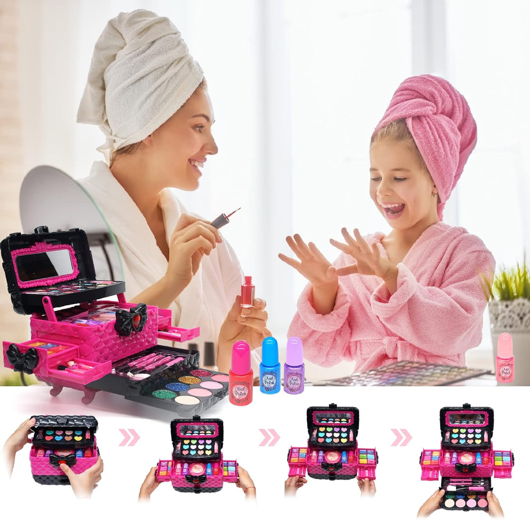 Kinderschminke Set Mädchen Schminkkoffer Mädchen- Sicheres und Waschbares Schminke Kinder Mädchen, E