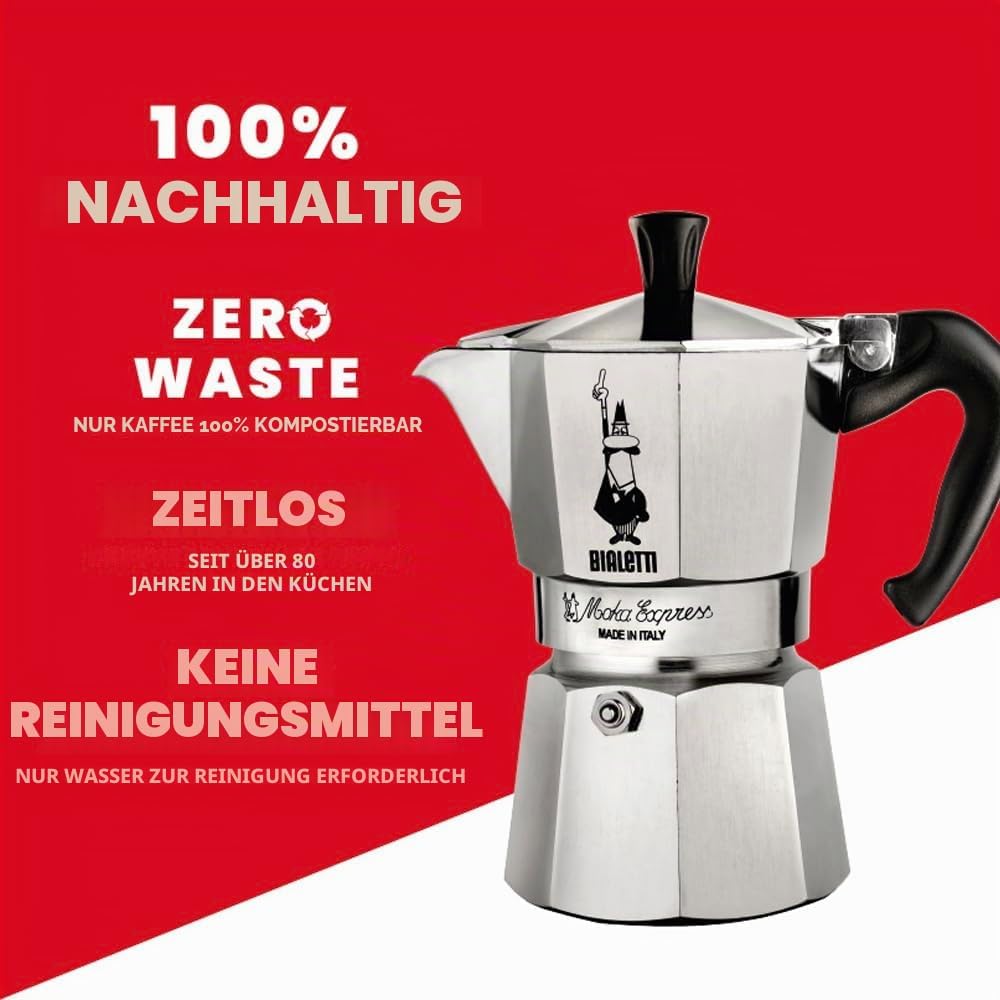 Bialetti Espressokocher plus 250 g Perfekt Moka Bialetti, nicht induktionsfähig, 3 Tassen (130 ml),