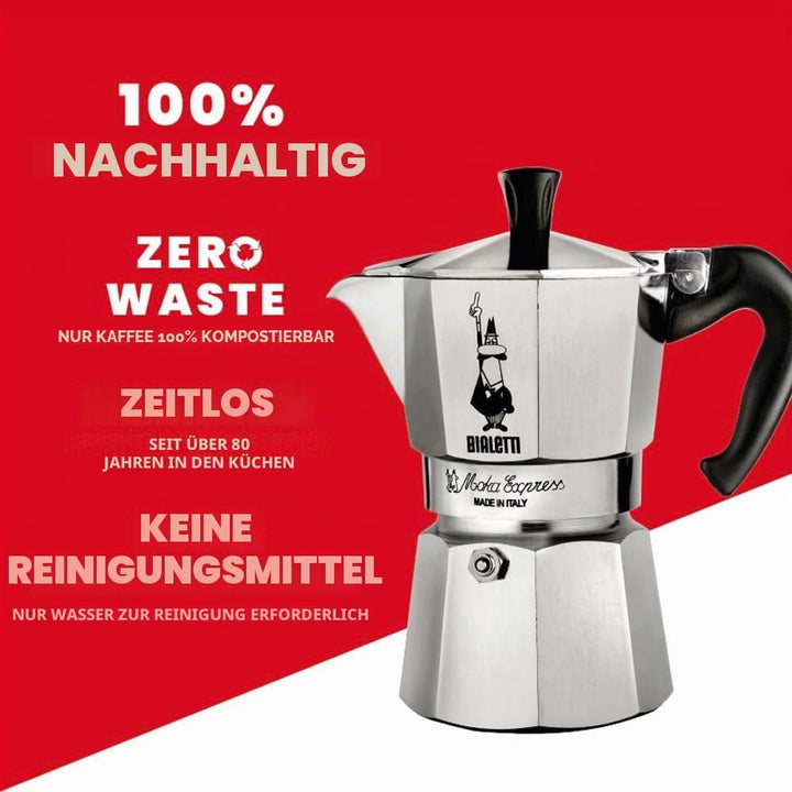 Bialetti Espressokocher plus 250 g Perfekt Moka Bialetti, nicht induktionsfähig, 3 Tassen (130 ml),