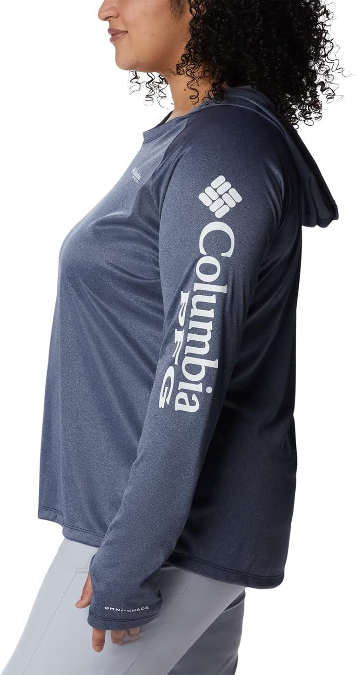 Columbia Damen Tidal Tee Heather Hoodie Kapuzen-Sweatshirt 2X Collegiate Navy Heather/White Logo, 2X